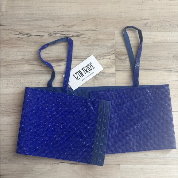 Colbalt Blue Rhinestone Crop Top - Picture 5 of 8